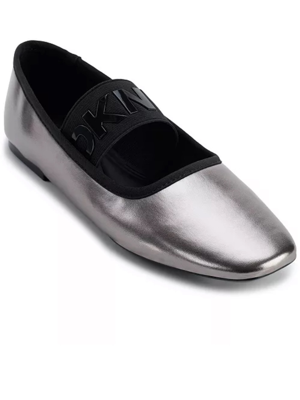 Dkny Metallic Pewter Slip-On Ballet Flat with Branded Elastic